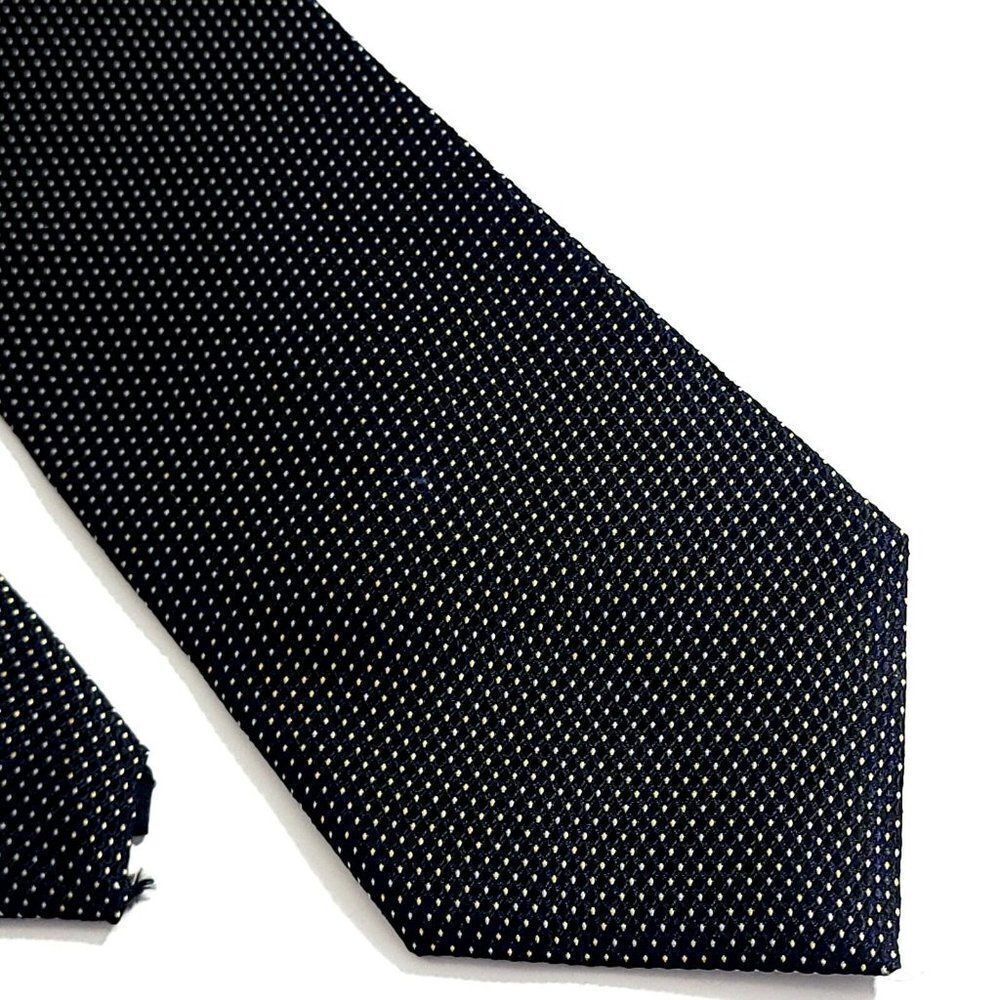 Bruno Piattelli Woven Black Yellow Geometric Polka Dot Short Wide Silk Tie